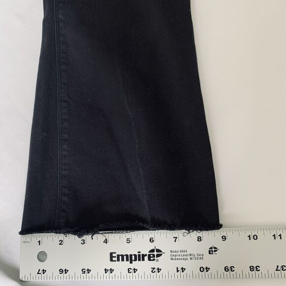 Spanx Cropped Flare Jeans Womens Large Black Raw Hem Pull On Stretch Denim - Picture 10 of 11